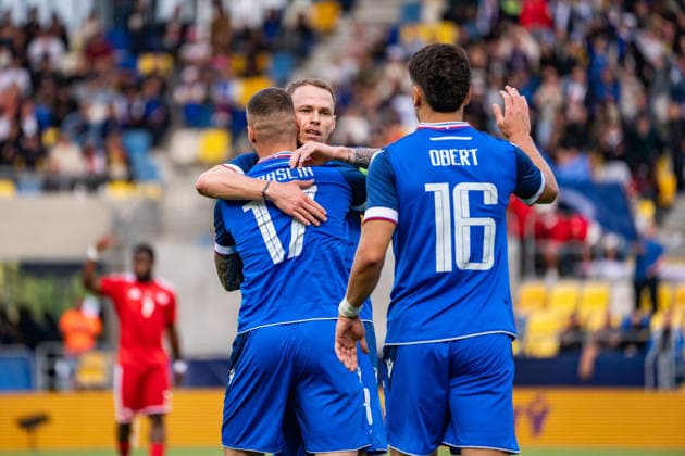 Slovakia v Malta - International Friendly, Länderspiel, Nationalmannschaft Match Lukas Haraslin of Slovakia celebrates a goal with teammates during the international friendly match between Slovakia and Malta at MOL Arena in Dunajska Streda, Slovakia, on June 1, 2026. Dunajska Streda Slovakia  Copyright: xMatejxSaganx originalFilename:sagan-slovakia260601_npb97.jpg