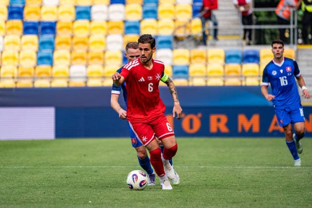 Slovakia v Malta - International Friendly, Länderspiel, Nationalmannschaft Match Matthew Guillaumier of Malta in action during the international friendly match between Slovakia and Malta at MOL Arena in Dunajska Streda, Slovakia, on June 1, 2026. Dunajska Streda Slovakia  Copyright: xMatejxSaganx originalFilename:sagan-slovakia260601_npaBs.jpg