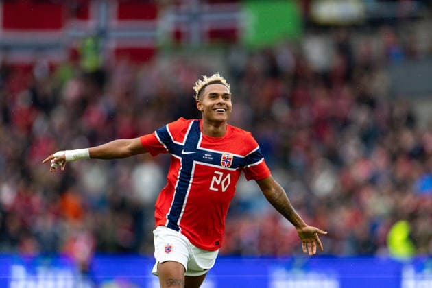 OSLO, NORWAY - JUNE 01: Antonio Nusa of Norway celebrates after scoring during the International Friendly, Länderspiel, Nationalmannschaft match between Norway and Sweden at Ullevaal Stadium on June 01, 2026 in Oslo, Norway. (Photo by Ane Frosaker Sports Press Photo)  Copyright: xAnexFrosakerx xSPPx Sportspressphoto_SPR159536