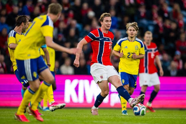 260601 Kristian Thorstvedt of Norway during the international friendly football match between Norway and Sweden on June 1, 2026 in Oslo Photo Marius Simensen BILDBYRAN COP 238 JM0820 bbeng football fotball fotboll international friendly landskamp norge norway privatlandskamp soccer sverige sverige a sweden träningslandskamp  Copyright: MARIUSxSIMENSEN BB260601ZV015