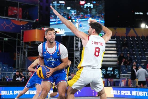 June 1, 2026, Warsaw, Masovian Voivodeship, Poland: SerbiaÃ¢â‚¬â ¢s NEMANJA BARAC (6) and SpainÃ¢â‚¬â ¢s CARLOS MARTINEZ (8) in action during a FIBA 3x3 Basketball World Cup menÃ¢â‚¬â ¢s Pool A game between Serbia and Spain in Warsaw, Poland. Warsaw Poland - ZUMAk204 20260601_zip_k204_112 Copyright: xRomanxKozielx