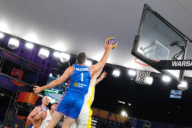 June 1, 2026, Warsaw, Masovian Voivodeship, Poland: SerbiaÃ¢â‚¬â ¢s ANDREJA MILUTINOVIC (1) in action during a FIBA 3x3 Basketball World Cup menÃ¢â‚¬â ¢s Pool A game between Serbia and Spain in Warsaw, Poland. Warsaw Poland - ZUMAk204 20260601_zip_k204_092 Copyright: xRomanxKozielx