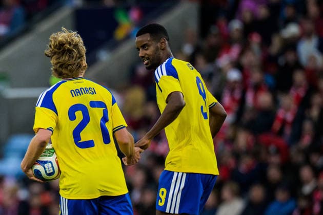 260601 Sebastian Nanasi and Alexander Isak of Sweden after 3 2 later disallowed during the international friendly football match between Norway and Sweden on June 1, 2026 in Oslo Photo Joel Marklund BILDBYRAN kod JM JM0820 bbeng fotboll football soccer fotball träningslandskamp privatlandskamp landskamp international friendly norge norway sverige sweden sverige a jubel  Copyright: JOELxMARKLUND BB260601JM194