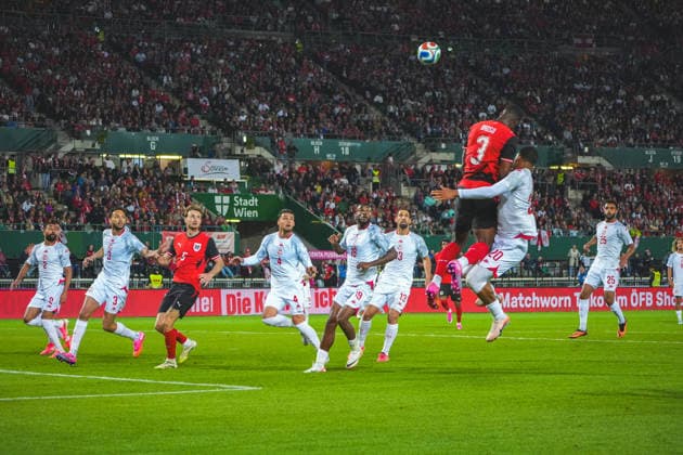 Football Austria, National Team, International Friendly, Friendly International Match, FIFA UEFA World Cup Preparation ÖFB Austria vs Tunisia Tunisienne FTF Ernst Happel Stadion Vienna, Austria Kevin Danso Austria, 3 Header Copyright: xLukasxBierederx