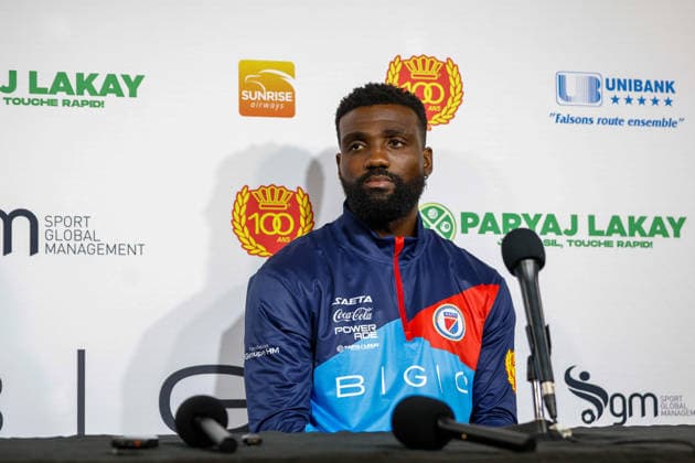 June 1, 2026, Fort Lauderdale, Florida, USA: Haiti forward Frantzdy Pierrot (20) speaks to the media before a training session prior to a pre 2026 FIFA World Cup, WM, Weltmeisterschaft, Fussball Friendly game against New Zealand. Fort Lauderdale USA - ZUMAa257 20260601_zsp_a257_017 Copyright: xChrisxArjoonx