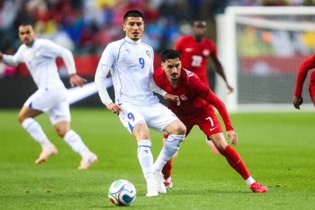 June 1, 2026, Edmonton, Ab, CANADA: Canada s Stephen Eustaquio (7) battles against Uzbekistan s Odiljon Xamrobekov (9) during first half World Cup Friendly soccer action in Edmonton on Monday, June 1, 2026. Canada News - June 1, 2026  - ZUMAc35_ 20260601_zaf_c35_087 Copyright: xCodiexMclachlanx