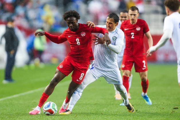 June 1, 2026, Edmonton, Ab, CANADA: Canada s Ismael Kone (8) and Uzbekistan s Otabek Shukurov (7) vie for the ball during first half World Cup Friendly soccer action in Edmonton on Monday, June 1, 2026. Canada News - June 1, 2026  - ZUMAc35_ 20260601_zaf_c35_088 Copyright: xCodiexMclachlanx