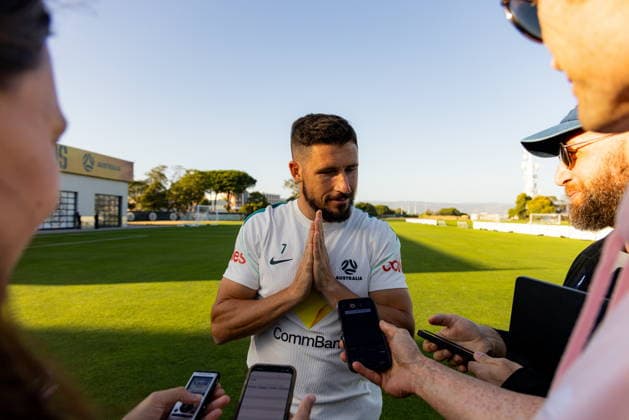 Australian national soccer team prepares for FIFA World Cup, WM, Weltmeisterschaft, Fussball Socceroos player Mathew Leckie speaks during media availability at the Soccerroos facility at the Oakland Roots Sports Club in Alameda, California, USA, 01 June 2026. The Australian National Soccer team prepares for the upcoming 2026 FIFA World Cup in Canada, Mexico, and USA from 11 June to 19 July. ALAMEDA California United States  Copyright: xJASONxHENRYx
