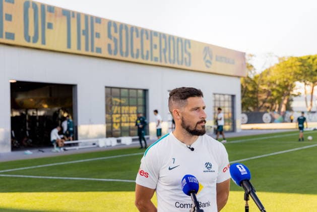 Australian national soccer team prepares for FIFA World Cup, WM, Weltmeisterschaft, Fussball Socceroos player Mathew Leckie speaks during media availability at the Soccerroos facility at the Oakland Roots Sports Club in Alameda, California, USA, 01 June 2026. The Australian National Soccer team prepares for the upcoming 2026 FIFA World Cup in Canada, Mexico, and USA from 11 June to 19 July. ALAMEDA California United States  Copyright: xJASONxHENRYx