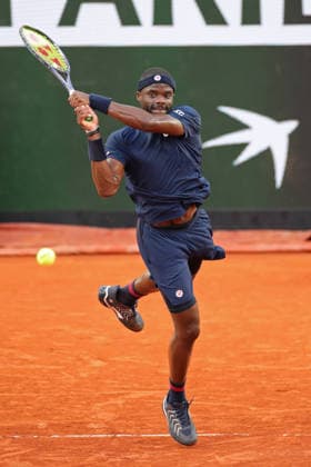 RECORD DATE NOT STATED 1st June 2026; Roland Garros, Paris, France; 2026 French Open Tennis, Day 14; Frances Tiafoe (USA) plays a backhand to Matteo Arnaldi (ITA) JonxBromley