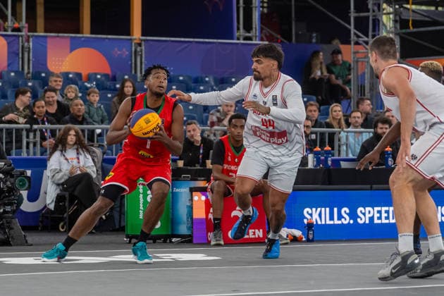 FIBA 3x3 World Cup 2026 Elly Randriamampionona from Madagascar and Fabio Sohnel from Austria are seen during the FIBA 3x3 World Cup 2026. Warsaw Poland  Copyright: xMarekxAntonixIwaÅ czukx originalFilename:iwanczuk-day1ofth260601_npFD7.jpg