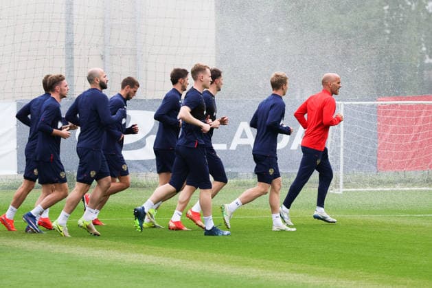 RUSSIA, KHIMKI - JUNE 2, 2026: Players attend a practice session of the Russian national football team at the Novogorsk Training Centre in Khimki, northwest of Moscow. Sergei Savostyanov TASS  93292839