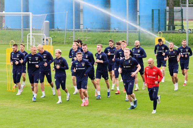 RUSSIA, KHIMKI - JUNE 2, 2026: Players attend a practice session of the Russian national football team at the Novogorsk Training Centre in Khimki, northwest of Moscow. Sergei Savostyanov TASS  93292844
