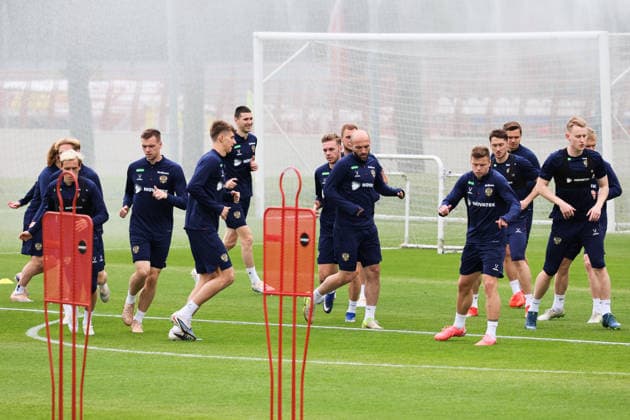 RUSSIA, KHIMKI - JUNE 2, 2026: Players attend a practice session of the Russian national football team at the Novogorsk Training Centre in Khimki, northwest of Moscow Russian National Football Team Training Outside Moscow  - ZUMAt113 20260602_zaa_t113_012 Copyright: xSergeixSavostyanovx