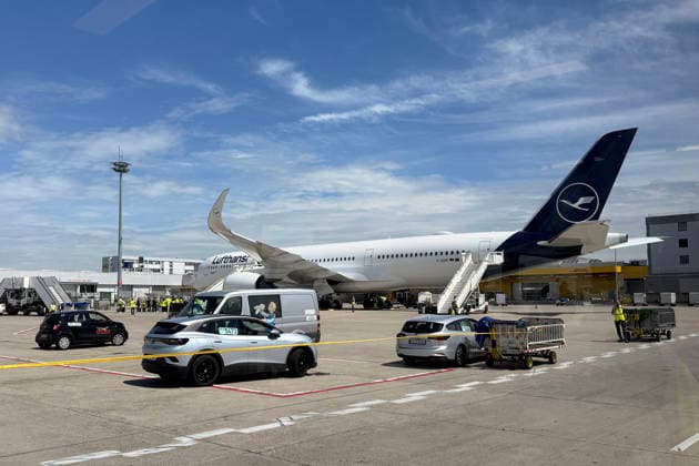 Lufthansas A350 900 Wuppertal is ready for the national team to board Frankfurt 02 06 2026 Departure of the German national team for the World Cup in the USA