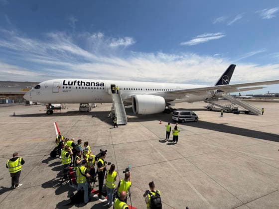 Lufthansas A350 900 Wuppertal is ready for the national team to board Frankfurt 02 06 2026 Departure of the German national team for the World Cup in the USA
