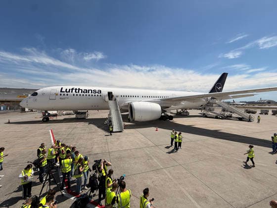 Lufthansas A350 900 Wuppertal is ready for the national team to board Frankfurt 02 06 2026 Departure of the German national team for the World Cup in the USA