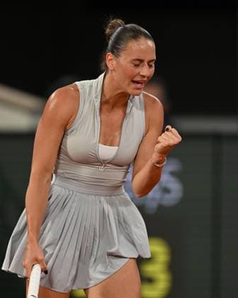 2026 French Open, Roland-Garros - Day 10 PARIS, FRANCE - JUNE 2: Marta Kostyuk of Ukraine in action against Elina Svitolina (not seen) of Ukraine during the women s singles quarter-final match on the tenth day of the French Open at Roland Garros in Paris, France, on June 2, 2026. Mustafa Yalcin Anadolu Paris France. Editorial use only. Please get in touch for any other usage.  Copyright: x2026xAnadoluxMustafaxYalcinx
