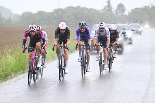 Tour de Wallonie 2026 Stage 2 LIBRAMONT-CHEVIGNY, BELGIUM - JUNE 02 : Illustration picture of the escape pack during stage 2 of the 47th edition of Ethias Tour de Wallonie an UCI ProSeries 2.Pro cycling road race stage for Men Elite of 192.1 km with start in Jodoigne and finish in Libramont-Chevigny on June 2, 2026 in Libramont-Chevigny, Belgium, 02 06 2026 ( Motordriver Pieter Van Herzele - Libramont-Chevigny Belgium  Copyright: xVincentxKalutx