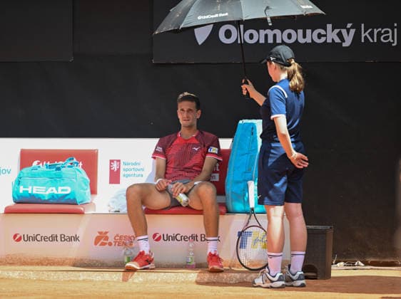 Vit Kopriva from Czechia is seen during a match against Andrej Martin from Slovakia within the men s tennis challenger UniCredit Czech Open, in Prostejov, Czech Republic, on June 2, 2026. (CTKxPhoto LudekxPerina) CTKPhotoP2026060204418  CTKPhotoP2026060204418