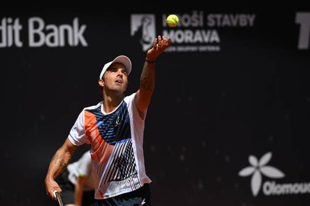 Andrej Martin from Slovakia in action against Vit Kopriva from Czechia during the men s tennis challenger UniCredit Czech Open, in Prostejov, Czech Republic, on June 2, 2026. (CTKxPhoto LudekxPerina) CTKPhotoP2026060204440  CTKPhotoP2026060204440