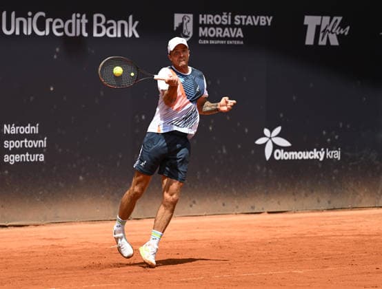 Andrej Martin from Slovakia in action against Vit Kopriva from Czechia during the men s tennis challenger UniCredit Czech Open, in Prostejov, Czech Republic, on June 2, 2026. (CTKxPhoto LudekxPerina) CTKPhotoP2026060204465  CTKPhotoP2026060204465