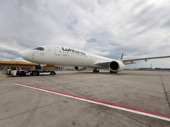 Lufthansa A350 900 with the national team is ready for departure Frankfurt 02 06 2026 Departure of the German national team for the World Cup in the USA