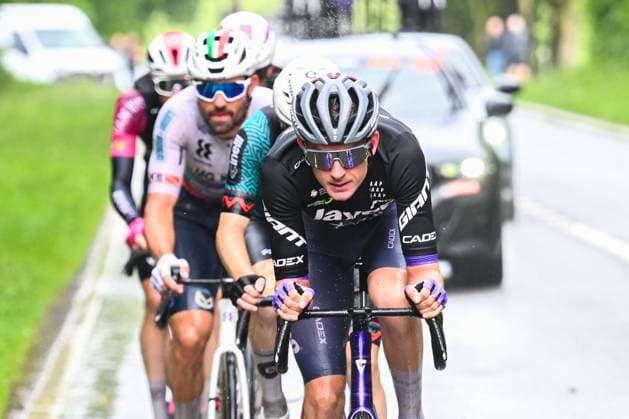 Tour de Wallonie 2026 Stage 2 LIBRAMONT-CHEVIGNY, BELGIUM - JUNE 02 : Rider of Team Jayco AlUla leading the escape pack during stage 2 of the 47th edition of Ethias Tour de Wallonie an UCI ProSeries 2.Pro cycling road race stage for Men Elite of 192.1 km with start in Jodoigne and finish in Libramont-Chevigny on June 2, 2026 in Libramont-Chevigny, Belgium, 02 06 2026 ( Motordriver Pieter Van Herzele - Libramont-Chevigny Belgium  Copyright: xVincentxKalutx
