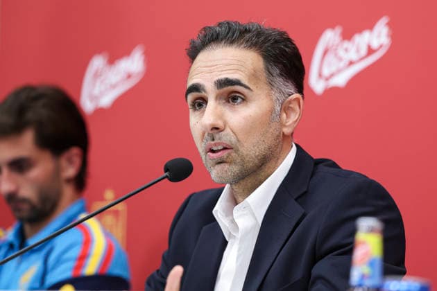 June 2, 2026, Las Rozas, Madrid, Spain: Mario Garcia Leon, Marketing Director at Suntory Beverages & Food Iberia, attends the press conference, PK, Pressekonferenz of presentation of new sponsors for Spain Team ahead the FIFA World Cup, WM, Weltmeisterschaft, Fussball 2026 at Ciudad del Futbol on June 02, 2026 in Las Rozas, Madrid, Spain. Las Rozas Spain - ZUMAa181 20260602_zaa_a181_040 Copyright: xIrinaxR.xHipolitox