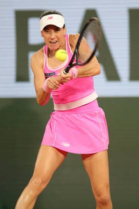 RECORD DATE NOT STATED 2nd June 2026; Roland Garros, Paris, France; 2026 French Open Tennis, Day 15; Sorana Cirstea (ROU) backhand against Mirra Andreeva JonxBromley