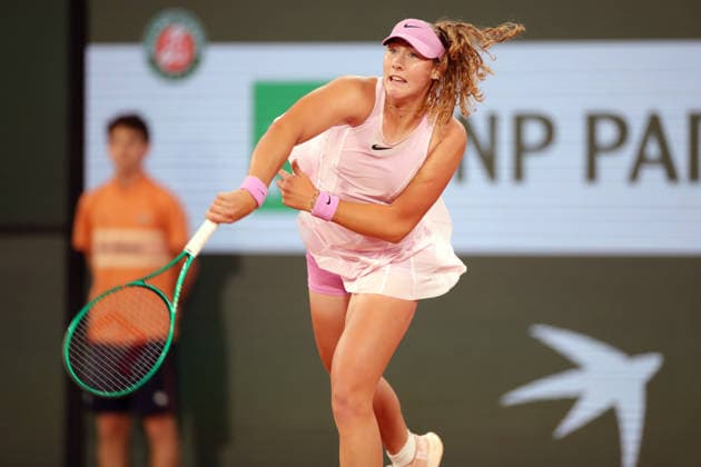 RECORD DATE NOT STATED 2nd June 2026; Roland Garros, Paris, France; 2026 French Open Tennis, Day 15; Mirra Andreeva serves to Marta Kostyuk (UKR) JonxBromley