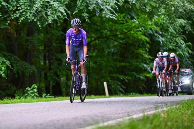 Tour de Wallonie 2026 Stage 2 LIBRAMONT-CHEVIGNY, BELGIUM - JUNE 02 : Hellemose Asbjorn (DEN) of Team Jayco AlUla leading the escape pack during stage 2 of the 47th edition of Ethias Tour de Wallonie an UCI ProSeries 2.Pro cycling road race stage for Men Elite of 192.1 km with start in Jodoigne and finish in Libramont-Chevigny on June 2, 2026 in Libramont-Chevigny, Belgium, 02 06 2026 ( Motordriver Pieter Van Herzele - Libramont-Chevigny Belgium  Copyright: xVincentxKalutx