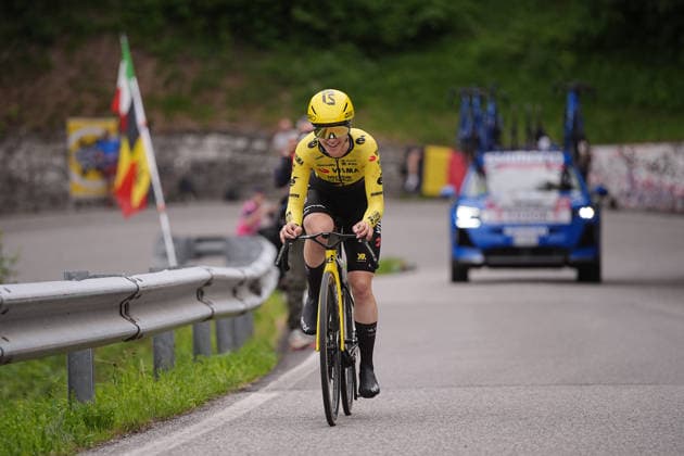 France™s Margaux Vigie of Team Visma Lease a Bike™s during Stage 4, an individual time trial, of the Giro d™Italia Women, from Belluno to Nevegal, Italy - Tuesday June 2, 2026  Copyright: xMarcoxAlpozzix xLaPressex