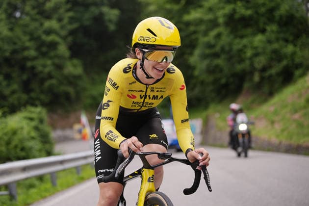 France™s Margaux Vigie of Team Visma Lease a Bike™s during Stage 4, an individual time trial, of the Giro d™Italia Women, from Belluno to Nevegal, Italy - Tuesday June 2, 2026  Copyright: xMarcoxAlpozzix xLaPressex