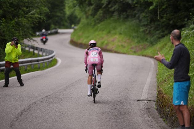 Italy™s Elisa Balsamo of Lidl - Trek™s (Pink jersey) during Stage 4, an individual time trial, of the Giro d™Italia Women, from Belluno to Nevegal, Italy - Tuesday June 2, 2026  Copyright: xMarcoxAlpozzix xLaPressex