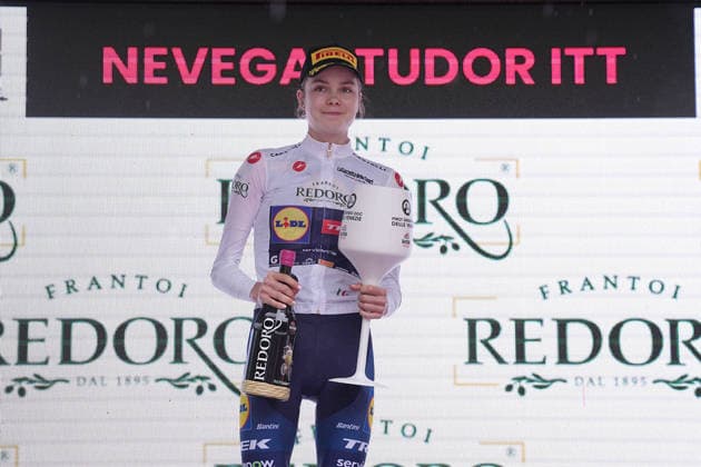 Canada™s Isabella Holmgren of Lidl - Trek™s during Stage 4, an individual time trial, of the Giro d™Italia Women, from Belluno to Nevegal, Italy - Tuesday June 2, 2026  Copyright: xMarcoxAlpozzix xLaPressex