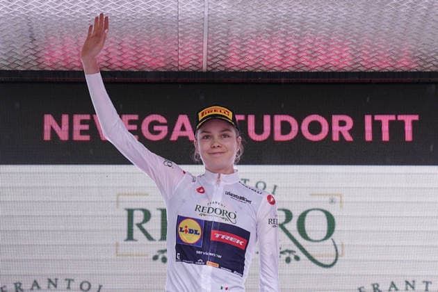 Canada™s Isabella Holmgren of Lidl - Trek™s during Stage 4, an individual time trial, of the Giro d™Italia Women, from Belluno to Nevegal, Italy - Tuesday June 2, 2026  Copyright: xMarcoxAlpozzix xLaPressex