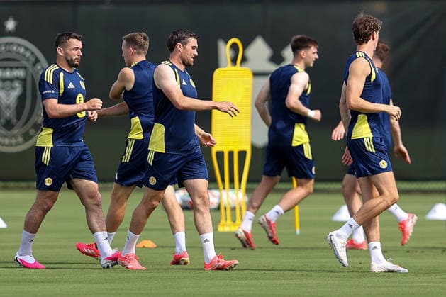 Scotland players during a training session Scotland Training and press conference, PK, Pressekonferenz 2026 FIFA World Cup, WM, Weltmeisterschaft, Fussball Football, Florida Blue Training Centre, Florida, USA - 02 Jun 2026Florida Florida Blue Training Centre United States of America EDITORIAL USE ONLY No use with unauthorised audio, video, data, fixture lists, club league logos or live services. Online in-match use limited to 120 images, no video emulation. No use in betting, games or single club league player publications.  Copyright: xChrisxArjoon Shutterstockx 16906919t