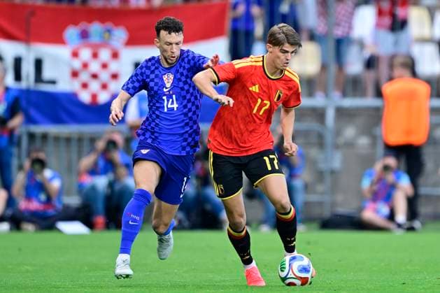 Croatia vs Belgium - friendly match RIJEKA, CROATIA - JUNE 02 : De Ketelaere Charles midfielder of Belgium is challenged by Perisic Ivan forward of Croatia during a friendly match between Croatia and Belgium ahead of the FIFA World Cup, WM, Weltmeisterschaft, Fussball 2026 on June 02, 2026 in Rijeka, Croatia, 02 06 2026 Rijeka Croatia  Copyright: xJanxDexMeuleneirx