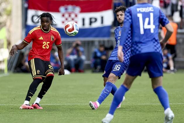 Belgium s Nathan Ngoy pictured during a friendly soccer game between Croatia and Belgian national soccer team Red Devils, in Rijeka, Croatia, on Tuesday 02 June 2026, part of the preparations for the 2026 FIFA World Cup, WM, Weltmeisterschaft, Fussball BRUNOxFAHY  x175753028x