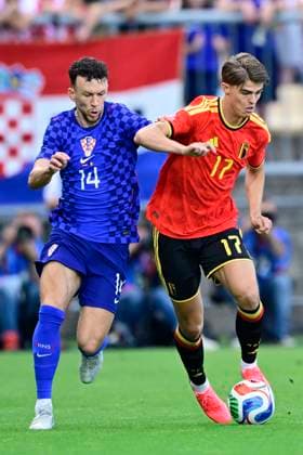 Croatia vs Belgium - friendly match RIJEKA, CROATIA - JUNE 02 : De Ketelaere Charles midfielder of Belgium is challenged by Perisic Ivan forward of Croatia during a friendly match between Croatia and Belgium ahead of the FIFA World Cup, WM, Weltmeisterschaft, Fussball 2026 on June 02, 2026 in Rijeka, Croatia, 02 06 2026 Rijeka Croatia  Copyright: xJanxDexMeuleneirx