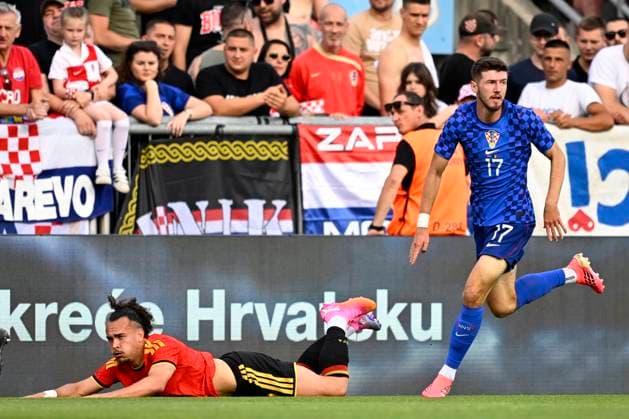 Croatia vs Belgium - friendly match RIJEKA, CROATIA - JUNE 02 : Sucic Petar midfielder of Croatia and Theate Arthur defender of Belgium pictured during a friendly match between Croatia and Belgium ahead of the FIFA World Cup, WM, Weltmeisterschaft, Fussball 2026 on June 02, 2026 in Rijeka, Croatia, 02 06 2026 Rijeka Croatia  Copyright: xTomasxSiskx