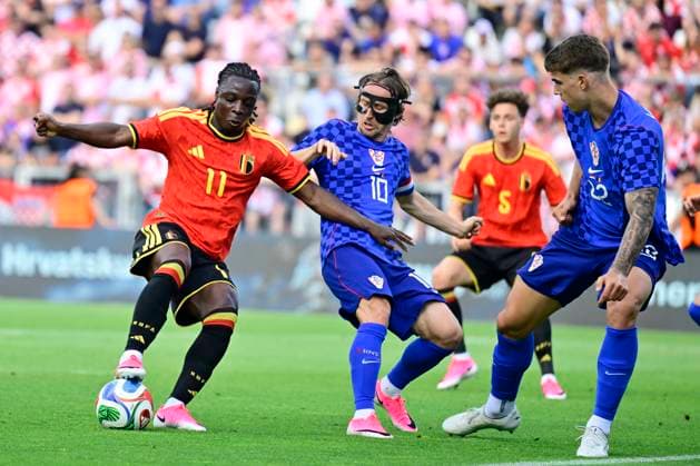 Croatia vs Belgium - friendly match RIJEKA, CROATIA - JUNE 02 : Doku Jeremy forward of Belgium is challenged by Modric Luka midfielder of Croatia and Vuskovic Luka defender of Croatia during a friendly match between Croatia and Belgium ahead of the FIFA World Cup, WM, Weltmeisterschaft, Fussball 2026 on June 02, 2026 in Rijeka, Croatia, 02 06 2026 Rijeka Croatia  Copyright: xJanxDexMeuleneirx