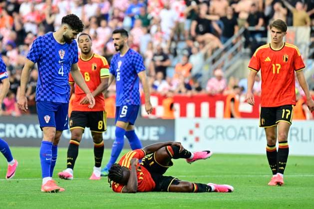 Croatia vs Belgium - friendly match RIJEKA, CROATIA - JUNE 02 : Doku Jeremy forward of Belgium with an injury during a friendly match between Croatia and Belgium ahead of the FIFA World Cup, WM, Weltmeisterschaft, Fussball 2026 on June 02, 2026 in Rijeka, Croatia, 02 06 2026 Rijeka Croatia  Copyright: xJanxDexMeuleneirx