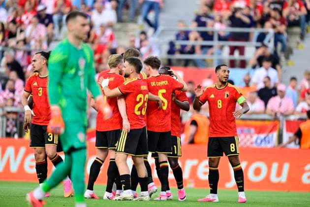 Croatia vs Belgium - friendly match RIJEKA, CROATIA - JUNE 02 : Tielemans Youri midfielder of Belgium celebrates scoring the opening goal with teammates during a friendly match between Croatia and Belgium ahead of the FIFA World Cup, WM, Weltmeisterschaft, Fussball 2026 on June 02, 2026 in Rijeka, Croatia, 02 06 2026 Rijeka Croatia  Copyright: xJanxDexMeuleneirx