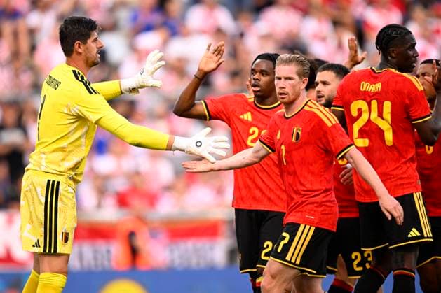 Croatia vs Belgium - friendly match RIJEKA, CROATIA - JUNE 02 : Courtois Thibaut goalkeeper of Belgium, Ngoy Nathan of Belgium and De Bruyne Kevin forward of Belgium pictured during a friendly match between Croatia and Belgium ahead of the FIFA World Cup, WM, Weltmeisterschaft, Fussball 2026 on June 02, 2026 in Rijeka, Croatia, 02 06 2026 Rijeka Croatia  Copyright: xTomasxSiskx