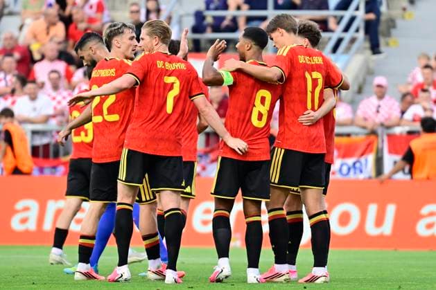 Croatia vs Belgium - friendly match RIJEKA, CROATIA - JUNE 02 : Tielemans Youri midfielder of Belgium celebrates scoring the opening goal with teammates during a friendly match between Croatia and Belgium ahead of the FIFA World Cup, WM, Weltmeisterschaft, Fussball 2026 on June 02, 2026 in Rijeka, Croatia, 02 06 2026 Rijeka Croatia  Copyright: xJanxDexMeuleneirx