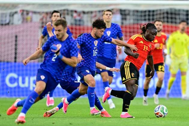 Croatia vs Belgium - friendly match RIJEKA, CROATIA - JUNE 02 : Doku Jeremy forward of Belgium is been chased by Baturina Martin midfielder of Croatia during a friendly match between Croatia and Belgium ahead of the FIFA World Cup, WM, Weltmeisterschaft, Fussball 2026 on June 02, 2026 in Rijeka, Croatia, 02 06 2026 Rijeka Croatia  Copyright: xJanxDexMeuleneirx