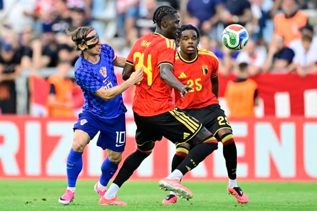 Croatia vs Belgium - friendly match RIJEKA, CROATIA - JUNE 02 : Onana Amadou midfielder of Belgium is challenged by Modric Luka midfielder of Croatia during a friendly match between Croatia and Belgium ahead of the FIFA World Cup, WM, Weltmeisterschaft, Fussball 2026 on June 02, 2026 in Rijeka, Croatia, 02 06 2026 Rijeka Croatia  Copyright: xJanxDexMeuleneirx