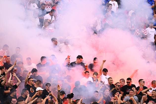 Croatia vs Belgium - friendly match RIJEKA, CROATIA - JUNE 02 : Fans of Croatia light off flares during a friendly match between Croatia and Belgium ahead of the FIFA World Cup, WM, Weltmeisterschaft, Fussball 2026 on June 02, 2026 in Rijeka, Croatia, 02 06 2026 Rijeka Croatia  Copyright: xTomasxSiskx